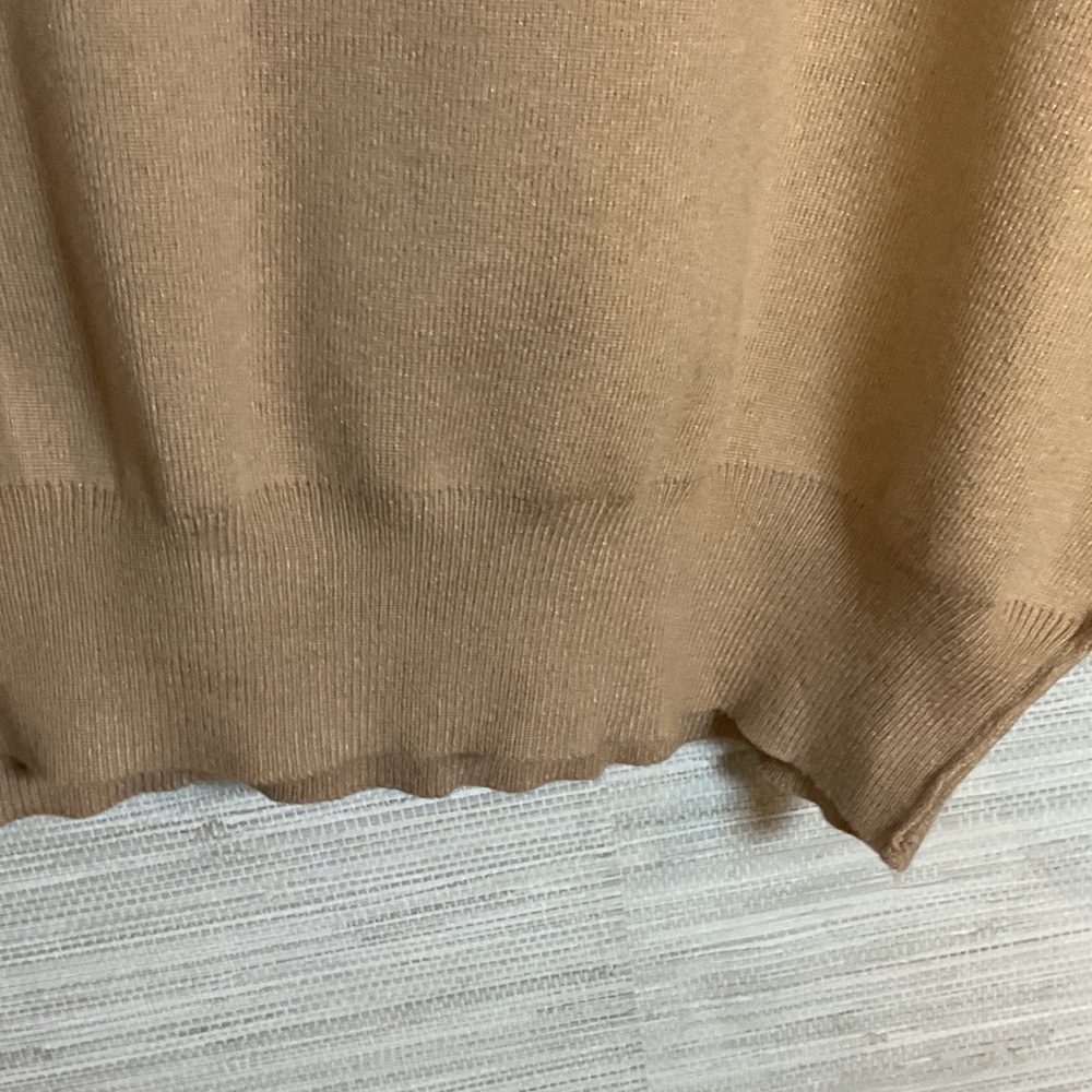 Line and Dot Favorite Off Shoulder Sweater Taupe Large Asymmetrical Tan - Picture 15 of 16
